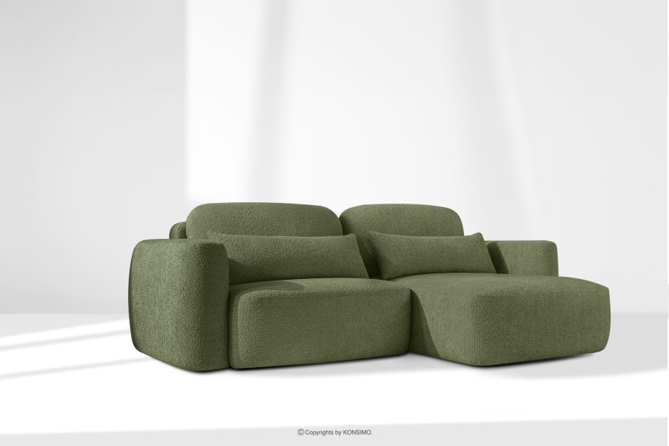 ELOSA Pravá rohová pohovka a kreslo v japonskom štýle olivová bouclé látka olivová - obrázok 27