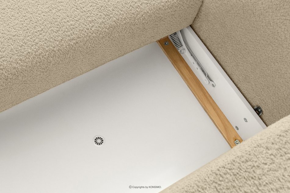 ELOSA Pravá rohová pohovka a kreslo zo svetlo béžovej bouclé látky světle béžová - obrázok 13