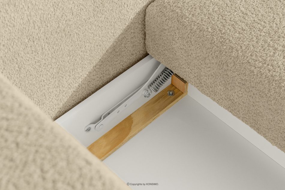 ELOSA Pravá rohová pohovka a kreslo zo svetlo béžovej bouclé látky světle béžová - obrázok 14