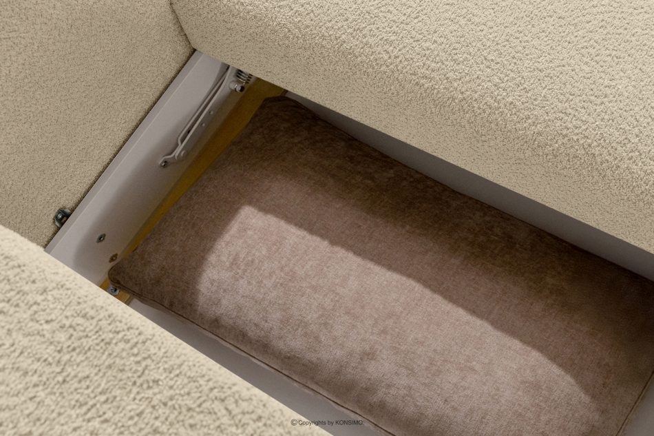 ELOSA Pravá rohová pohovka a kreslo zo svetlo béžovej bouclé látky světle béžová - obrázok 15