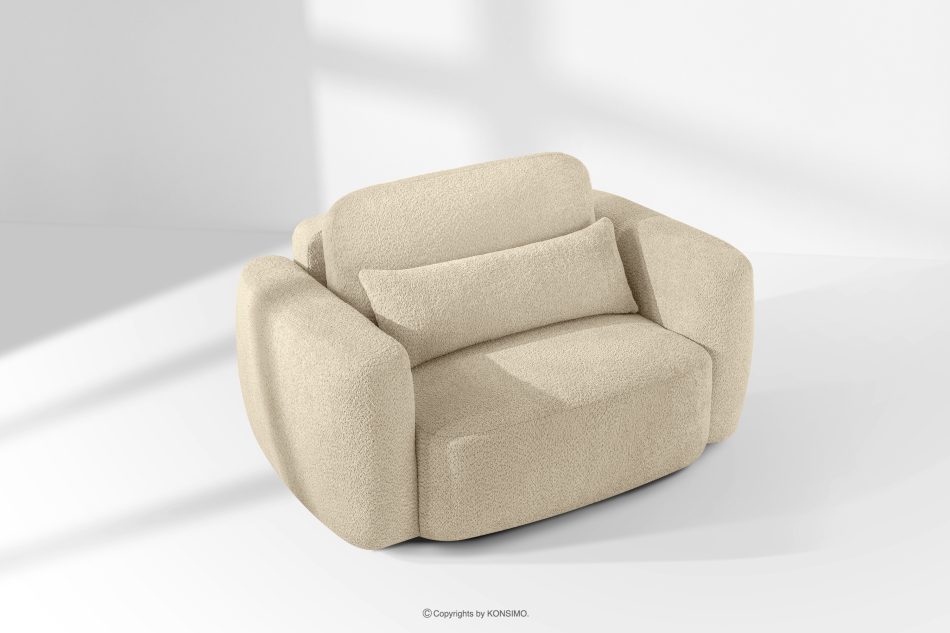 ELOSA Pravá rohová pohovka a kreslo zo svetlo béžovej bouclé látky světle béžová - obrázok 24