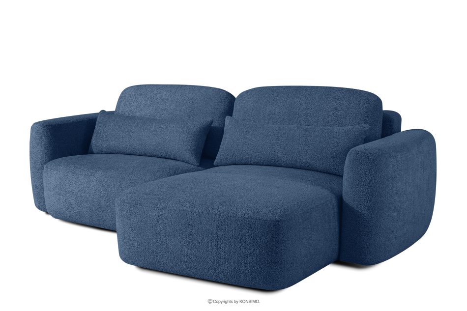 ELOSA Pravá rohová pohovka a kreslo v japonskom štýle tmavomodrá bouclé látka tmavě modrá - obrázok 3