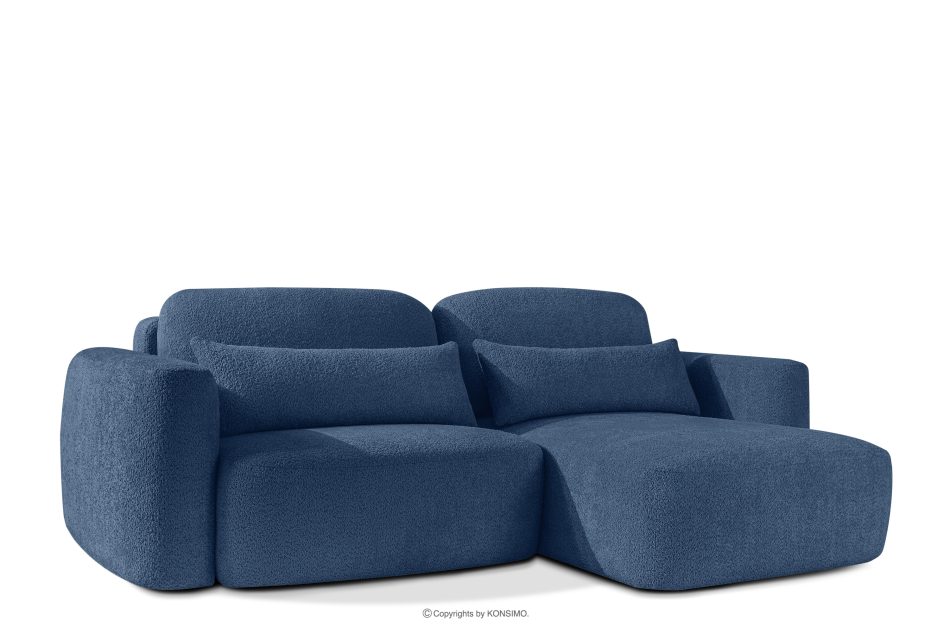 ELOSA Pravá rohová pohovka a kreslo v japonskom štýle tmavomodrá bouclé látka tmavě modrá - obrázok 4