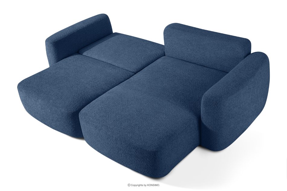 ELOSA Pravá rohová pohovka a kreslo v japonskom štýle tmavomodrá bouclé látka tmavě modrá - obrázok 5