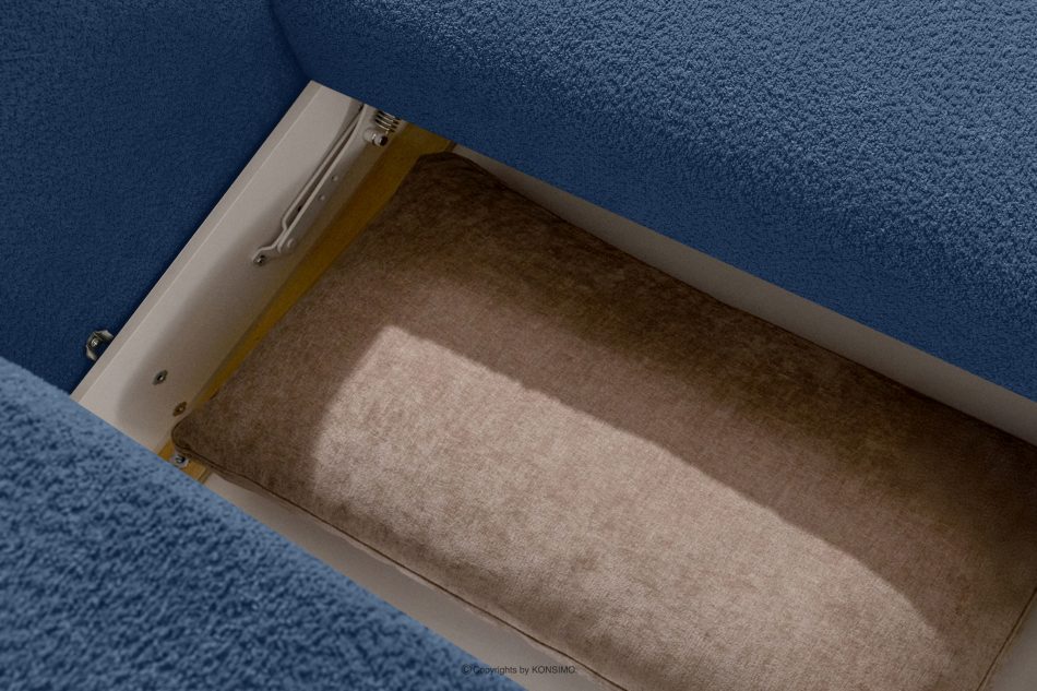 ELOSA Pravá rohová pohovka a kreslo v japonskom štýle tmavomodrá bouclé látka tmavě modrá - obrázok 15