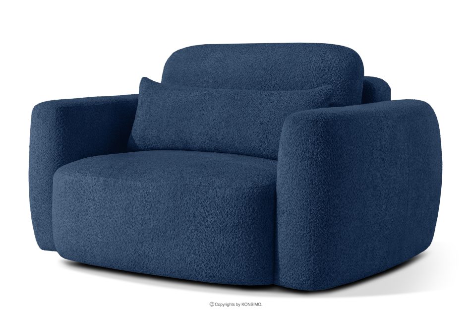 ELOSA Pravá rohová pohovka a kreslo v japonskom štýle tmavomodrá bouclé látka tmavě modrá - obrázok 17