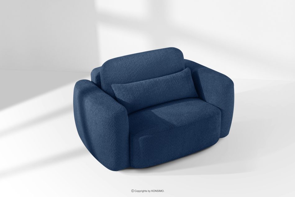 ELOSA Pravá rohová pohovka a kreslo v japonskom štýle tmavomodrá bouclé látka tmavě modrá - obrázok 24