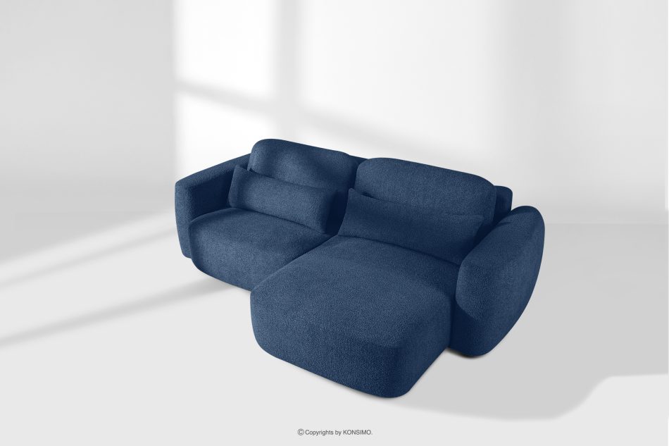 ELOSA Pravá rohová pohovka a kreslo v japonskom štýle tmavomodrá bouclé látka tmavě modrá - obrázok 25