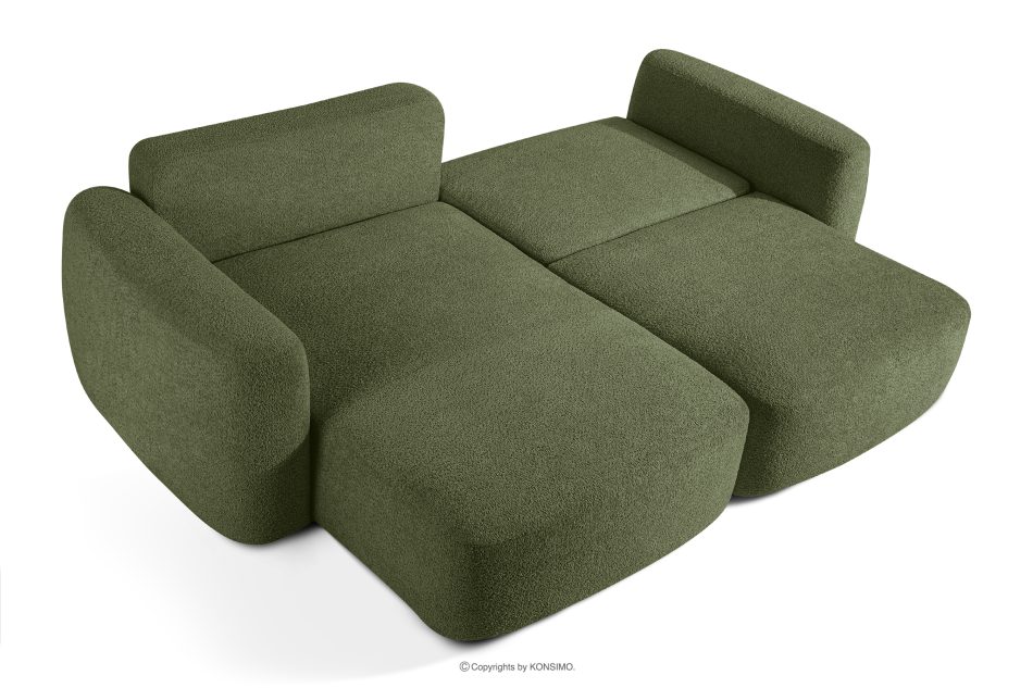 ELOSA Ľavá rohová pohovka a kreslo v japonskom štýle bouclé olivová olivová - obrázok 5