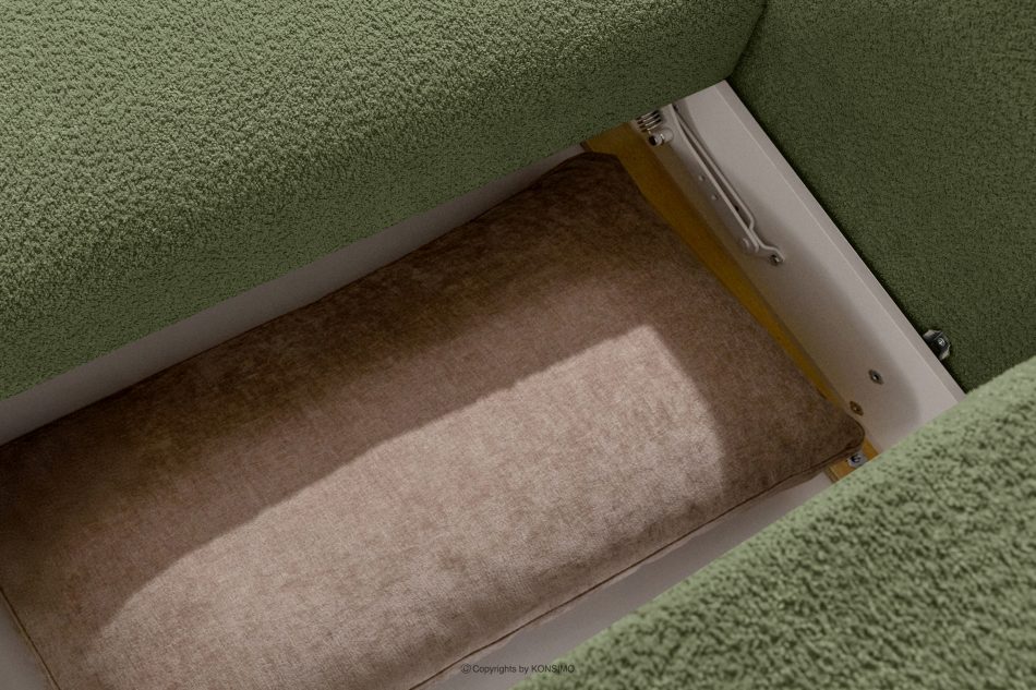 ELOSA Ľavá rohová pohovka a kreslo v japonskom štýle bouclé olivová olivová - obrázok 15