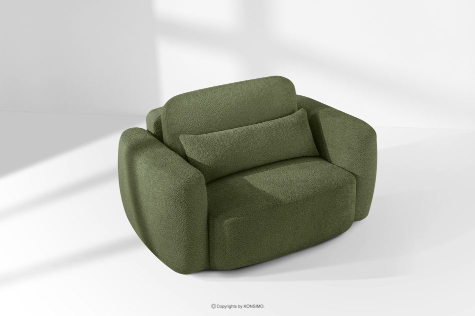 ELOSA Ľavá rohová pohovka a kreslo v japonskom štýle bouclé olivová olivová - obrázok 24