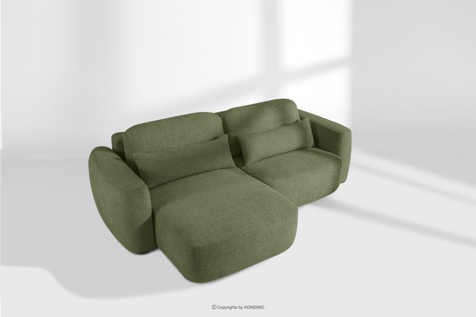 ELOSA Ľavá rohová pohovka a kreslo v japonskom štýle bouclé olivová olivová - obrázok 25