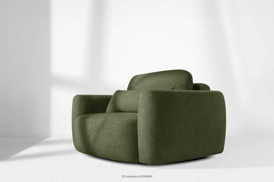 ELOSA Ľavá rohová pohovka a kreslo v japonskom štýle bouclé olivová olivová - obrázok 28