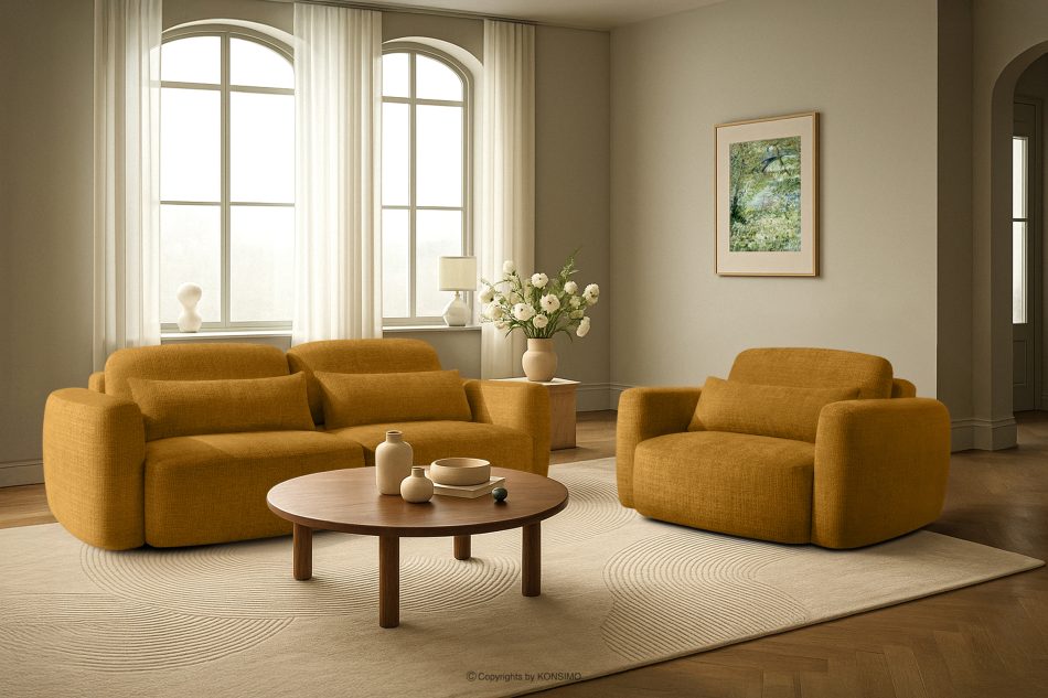 ELOSA Kreslo v japonskom štýle zo žltej ženilky žlutá - obrázok 16