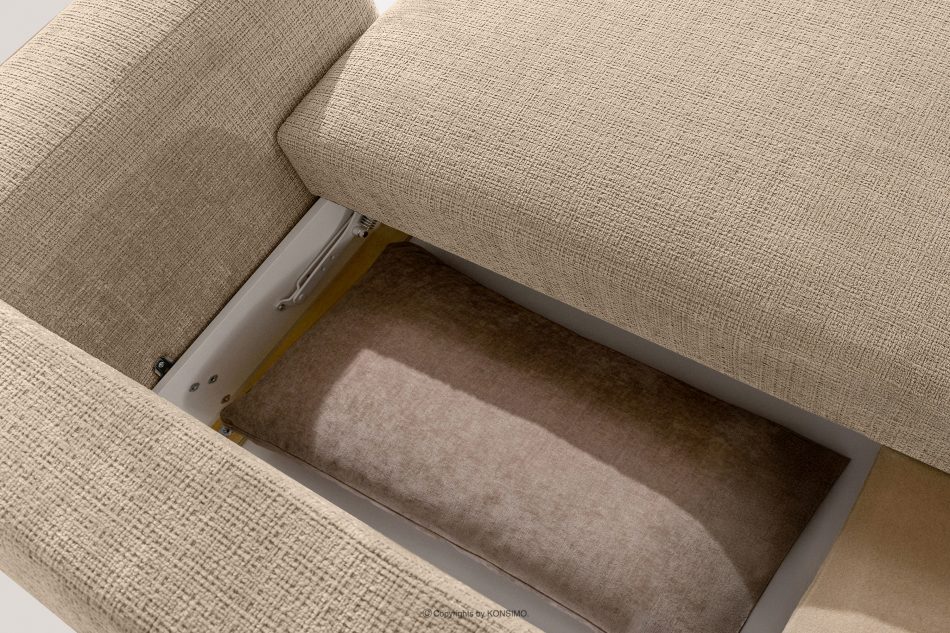 ELOSA Rohová pohovka Japandi z béžovej šenilovej látky béžová - obrázok 14