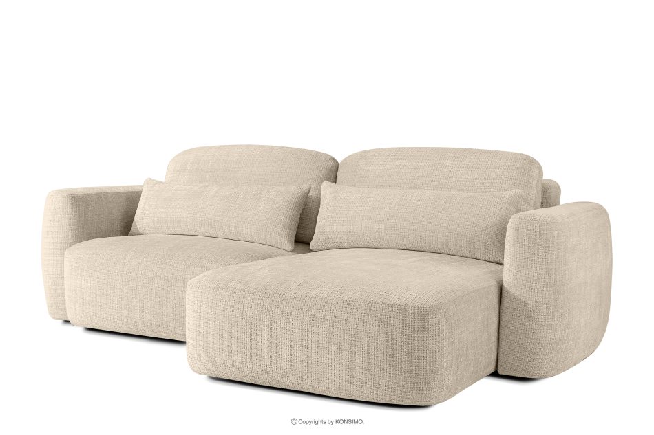 ELOSA Pravá rohová pohovka a kreslo v štýle Japandi krémová ženilka krémová - obrázok 3