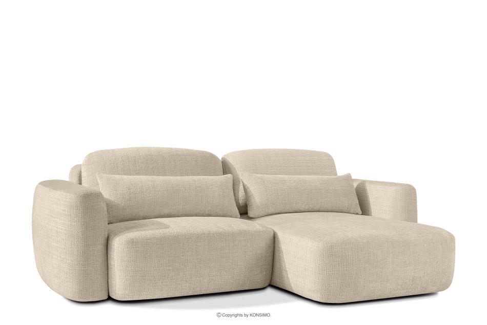 ELOSA Pravá rohová pohovka a kreslo v štýle Japandi krémová ženilka krémová - obrázok 4