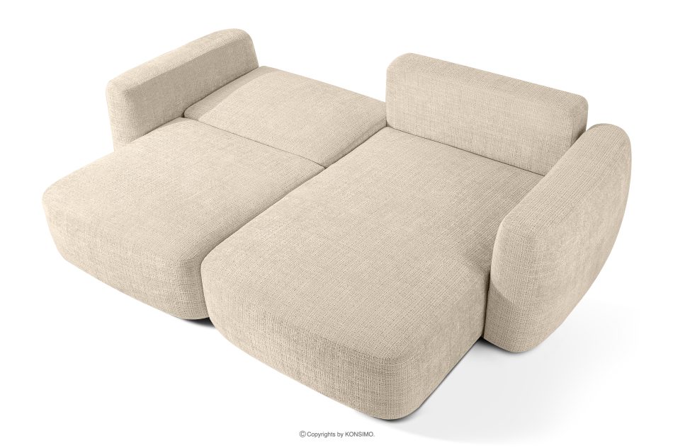 ELOSA Pravá rohová pohovka a kreslo v štýle Japandi krémová ženilka krémová - obrázok 5