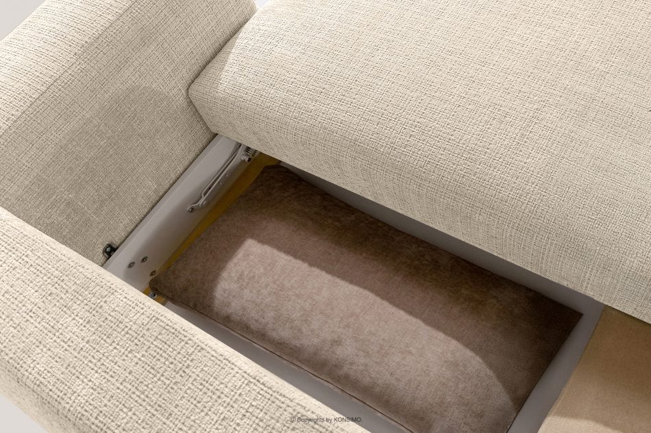 ELOSA Pravá rohová pohovka a kreslo v štýle Japandi krémová ženilka krémová - obrázok 14