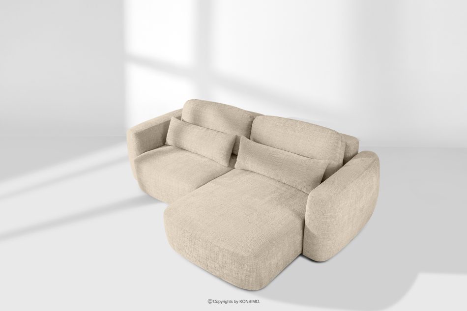 ELOSA Pravá rohová pohovka a kreslo v štýle Japandi krémová ženilka krémová - obrázok 25