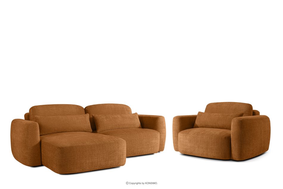 ELOSA Ľavá rohová sedačka a kreslo v japonskom štýle červená ženilka rudá - obrázok 0