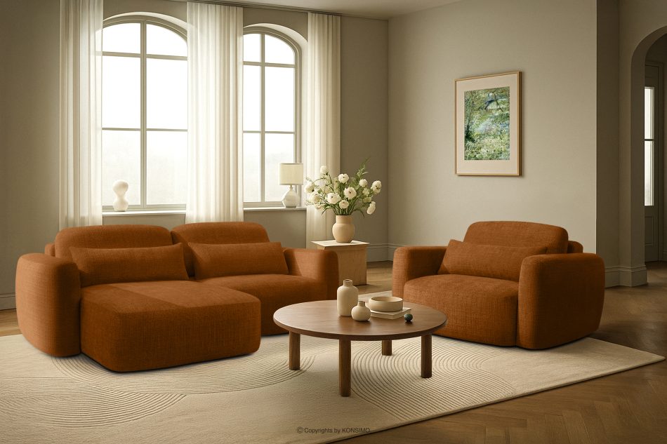 ELOSA Ľavá rohová sedačka a kreslo v japonskom štýle červená ženilka rudá - obrázok 29