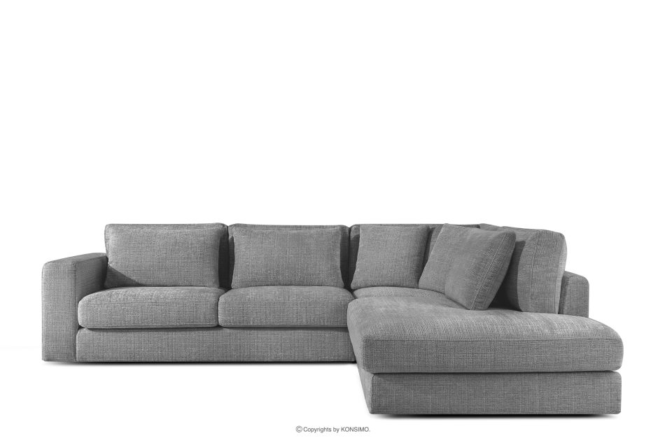 VERUS Mäkká rohová pohovka do obývacej izby šenilová látka pravá tmavo sivá tmavo šedá - obrázok 2