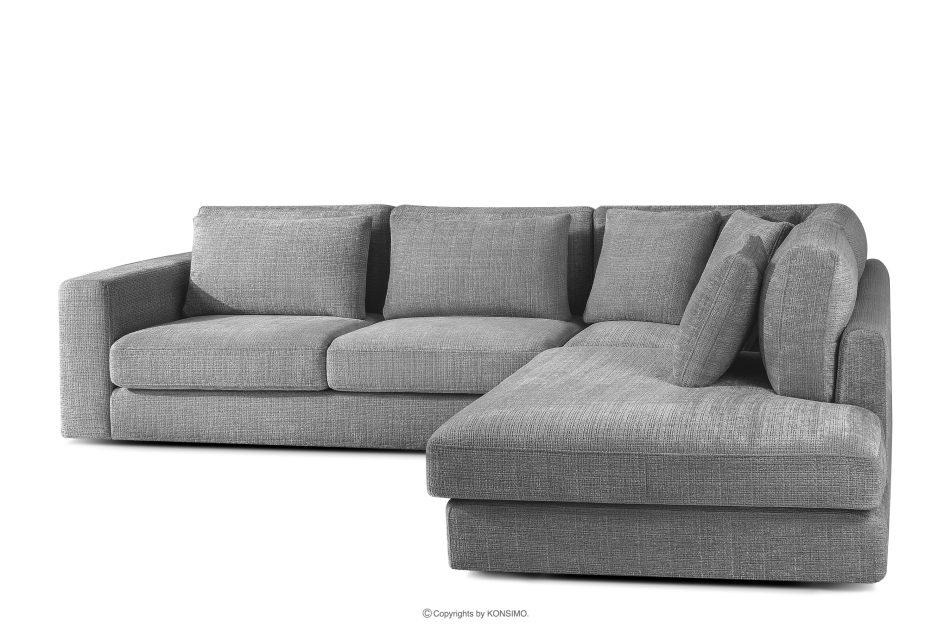 VERUS Mäkká rohová pohovka do obývacej izby šenilová látka pravá tmavo sivá tmavo šedá - obrázok 3