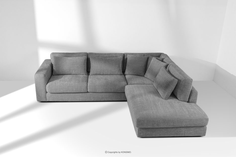 VERUS Mäkká rohová pohovka do obývacej izby šenilová látka pravá tmavo sivá tmavo šedá - obrázok 19