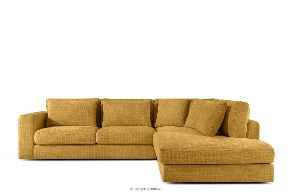 VERUS Mäkká rohová pohovka zšenilová tkanina pravá žltá žltá - obrázok 2