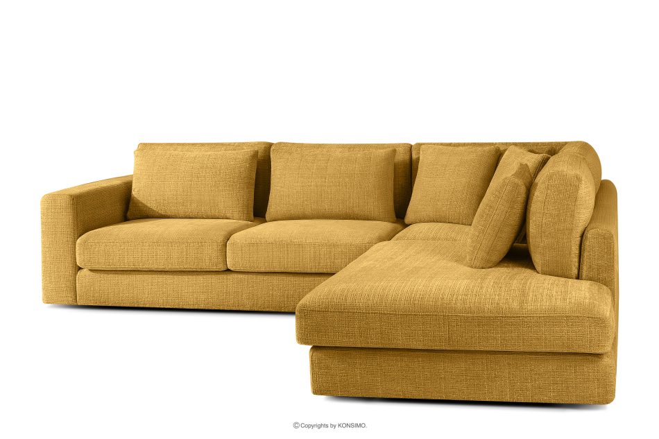 VERUS Mäkká rohová pohovka zšenilová tkanina pravá žltá žltá - obrázok 3