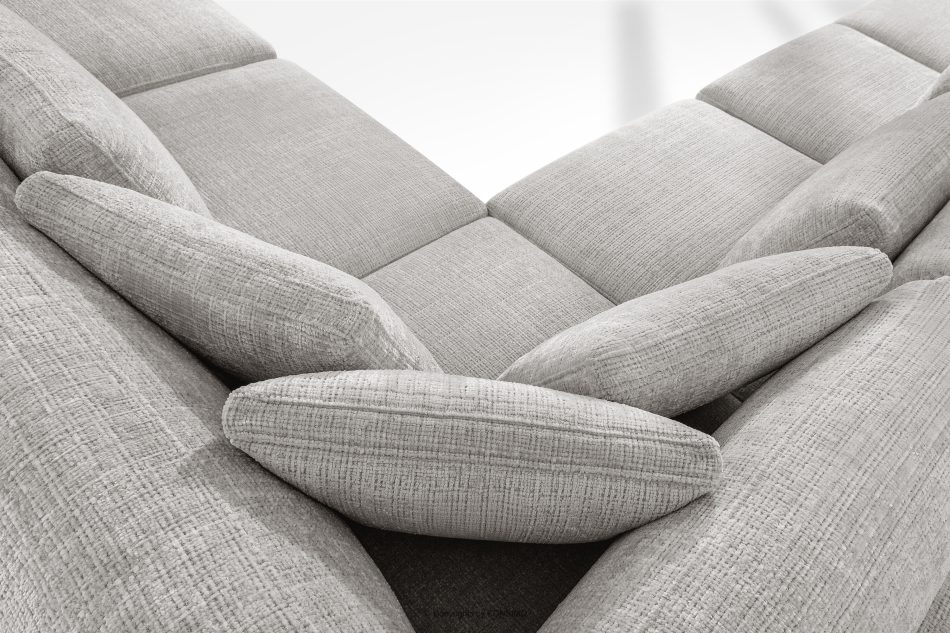 VERUS Veľká pohodlná rohová pohovka do obývacej izby šenilová látka pravá strana svetlo sivá svetlo šedá - obrázok 10