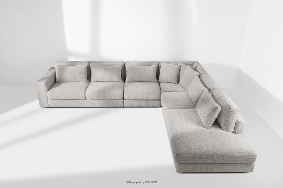 VERUS Veľká pohodlná rohová pohovka do obývacej izby šenilová látka pravá strana svetlo sivá svetlo šedá - obrázok 19