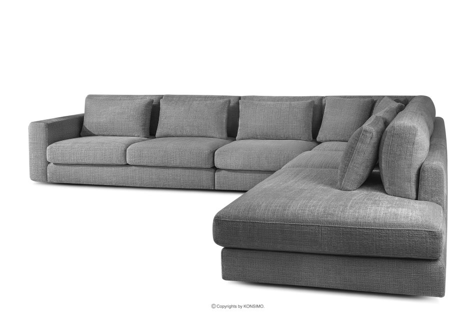 VERUS Veľká pohodlná rohová pohovka do obývacej izby šenilová látka pravá strana tmavo sivá tmavo šedá - obrázok 3