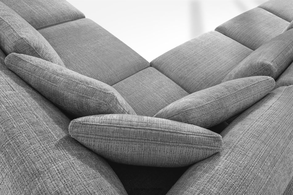 VERUS Veľká pohodlná rohová pohovka do obývacej izby šenilová látka pravá strana tmavo sivá tmavo šedá - obrázok 10