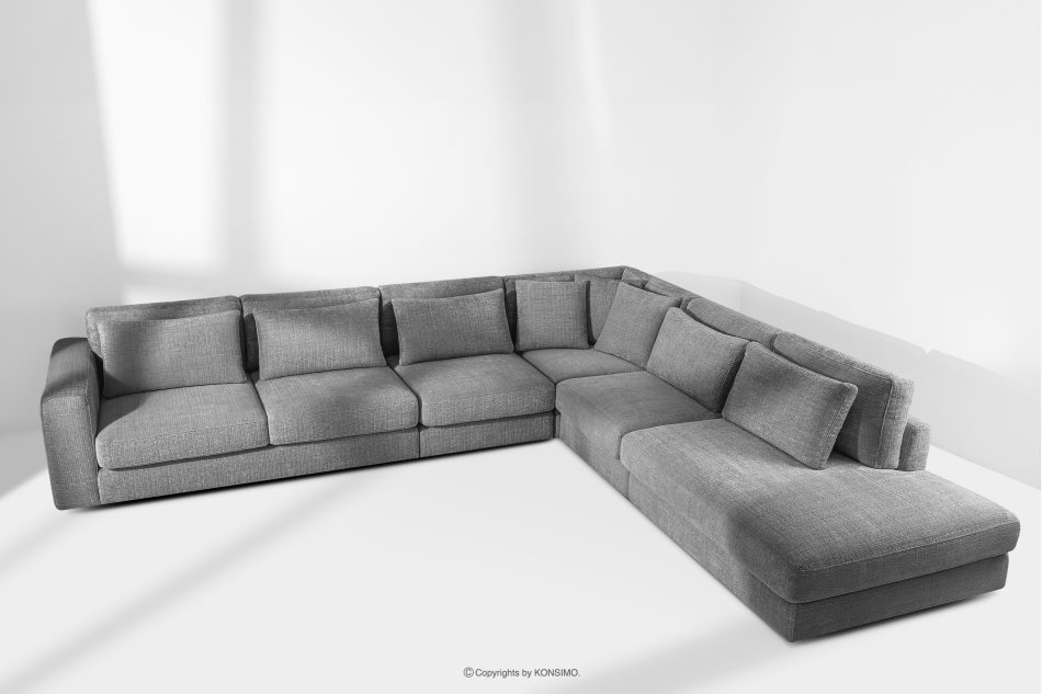 VERUS Veľká pohodlná rohová pohovka do obývacej izby šenilová látka pravá strana tmavo sivá tmavo šedá - obrázok 18