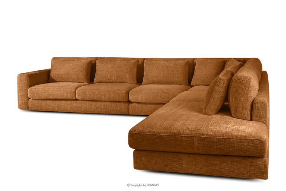 VERUS Veľká pravostranná rohová pohovka do obývacej izby z červenej ženilky červená - obrázok 3