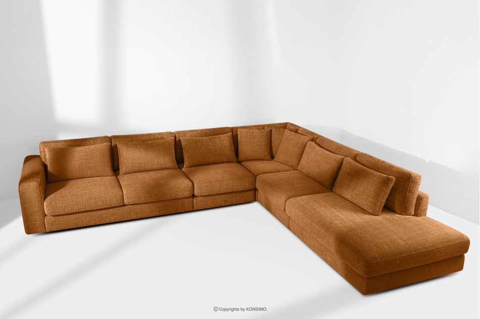 VERUS Veľká pravostranná rohová pohovka do obývacej izby z červenej ženilky červená - obrázok 18