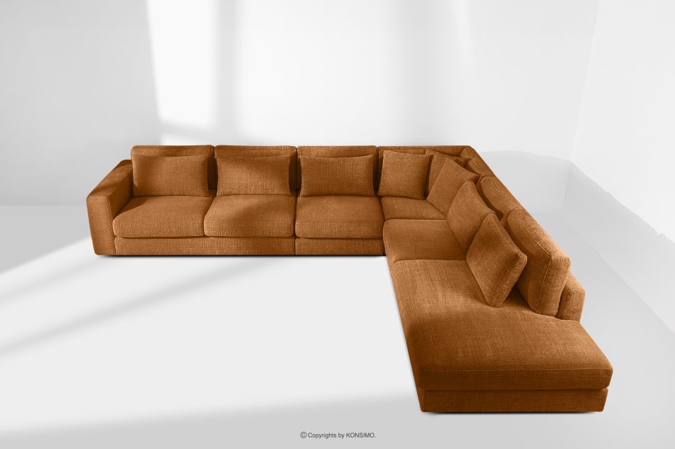 VERUS Veľká pravostranná rohová pohovka do obývacej izby z červenej ženilky červená - obrázok 19