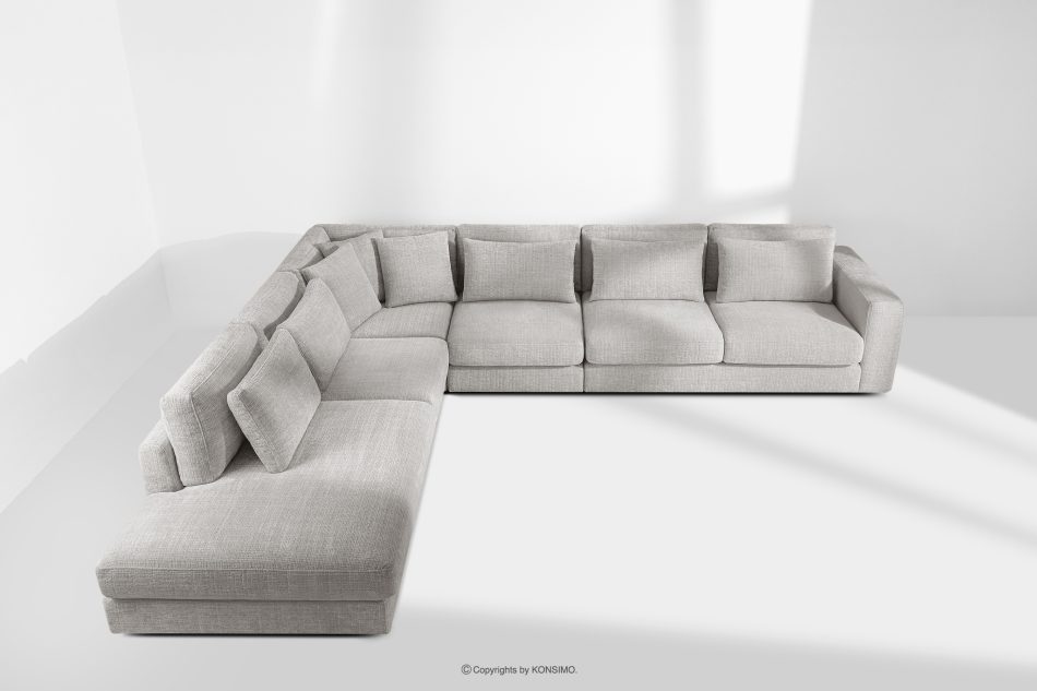 VERUS Veľká pohodlná rohová pohovka do obývacej izby šenilová látka ľavostranná svetlo sivá svetlo šedá - obrázok 19