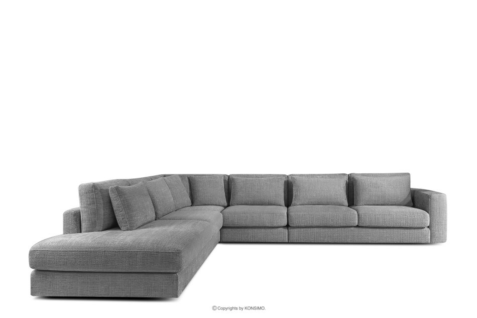 VERUS Veľká pohodlná rohová pohovka do obývacej izby šenilová látka ľavostranná tmavo sivá tmavo šedá - obrázok 2