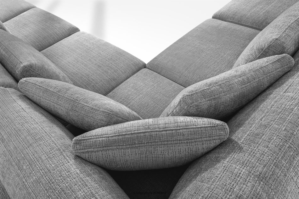 VERUS Veľká pohodlná rohová pohovka do obývacej izby šenilová látka ľavostranná tmavo sivá tmavo šedá - obrázok 10