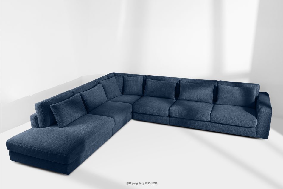 VERUS Veľká rohová pohovka do obývacej izby zšenilová tkanina ľavá tmavomodrá námornícka modrá - obrázok 18