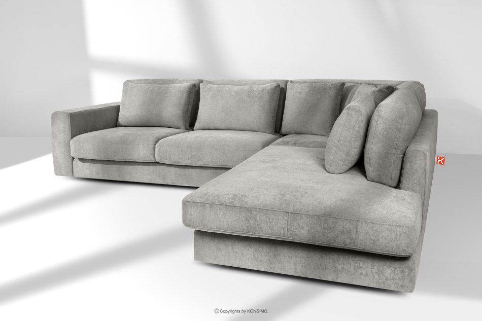 VERUS Pohodlná pravostranná rohová sedačka z tkanej látky svetlošedá svetlo sivá - obrázok 19