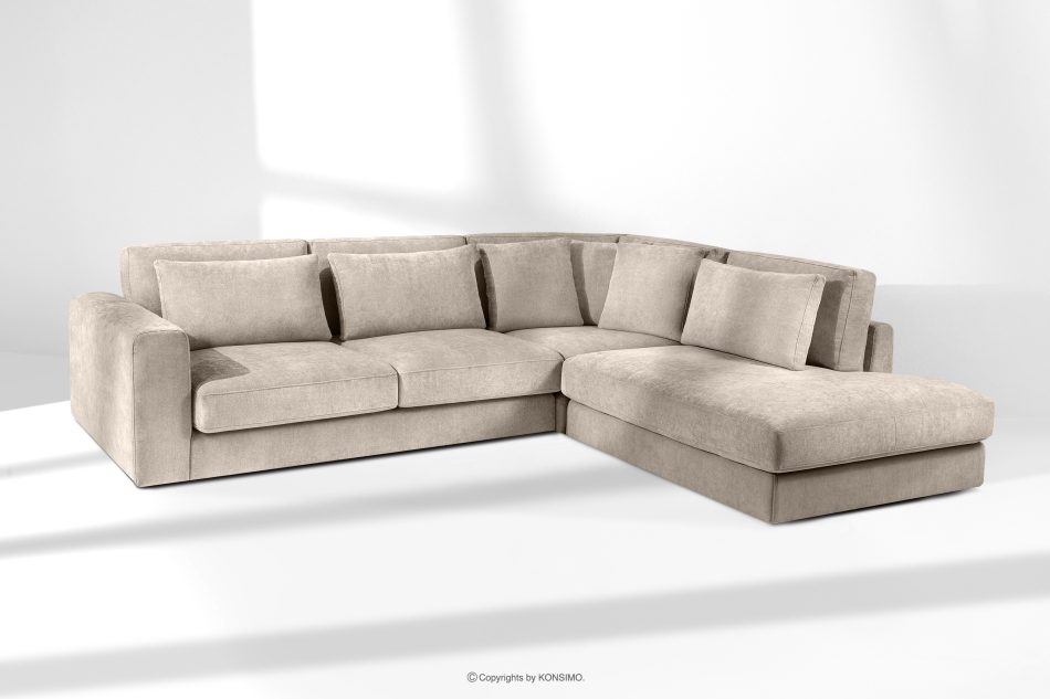 VERUS Pohodlná rohová pohovka do obývacej izby tkaná látka pravá strana svetlo béžová svetlo béžová - obrázok 18
