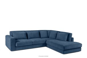 VERUS, https://konsimo.sk/kolekcie/verus/ Pohodlná rohová sedačka z tkanej látky pravá strana tmavomodrá námornícka modrá - obrázok