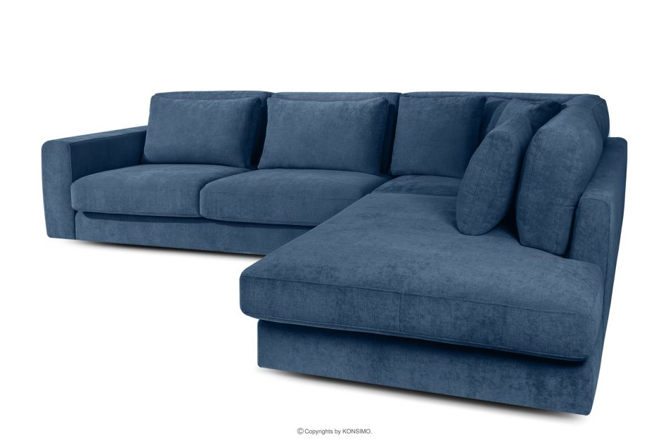 VERUS Pohodlná rohová sedačka z tkanej látky pravá strana tmavomodrá námornícka modrá - obrázok 3