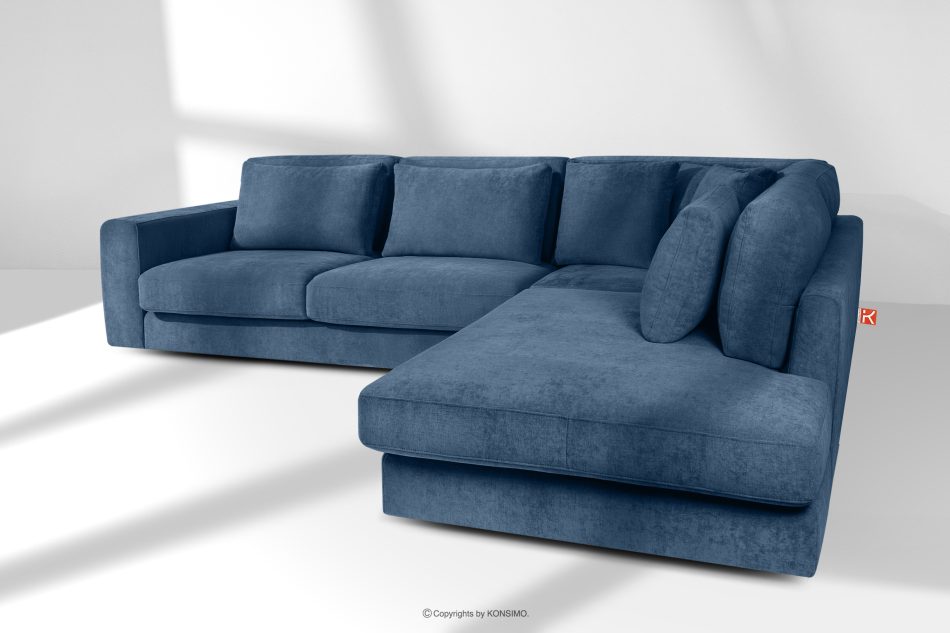 VERUS Pohodlná rohová sedačka z tkanej látky pravá strana tmavomodrá námornícka modrá - obrázok 19