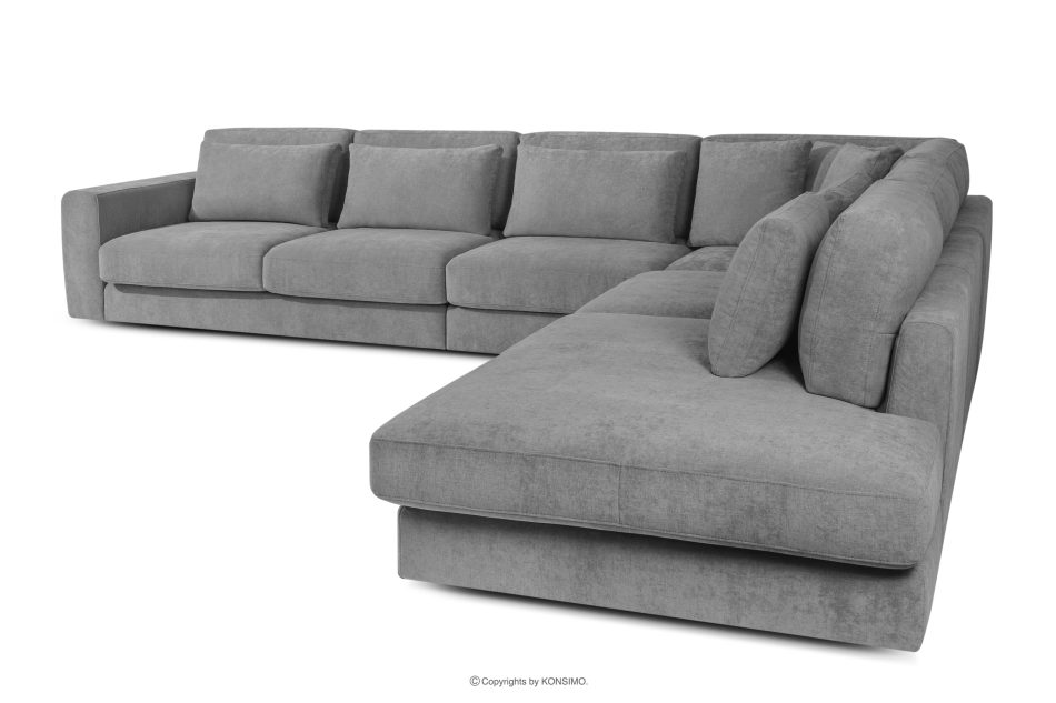 VERUS Veľká pravostranná rohová sedačka do obývacej izby z tkanej látky tmavošedá tmavo sivá - obrázok 3