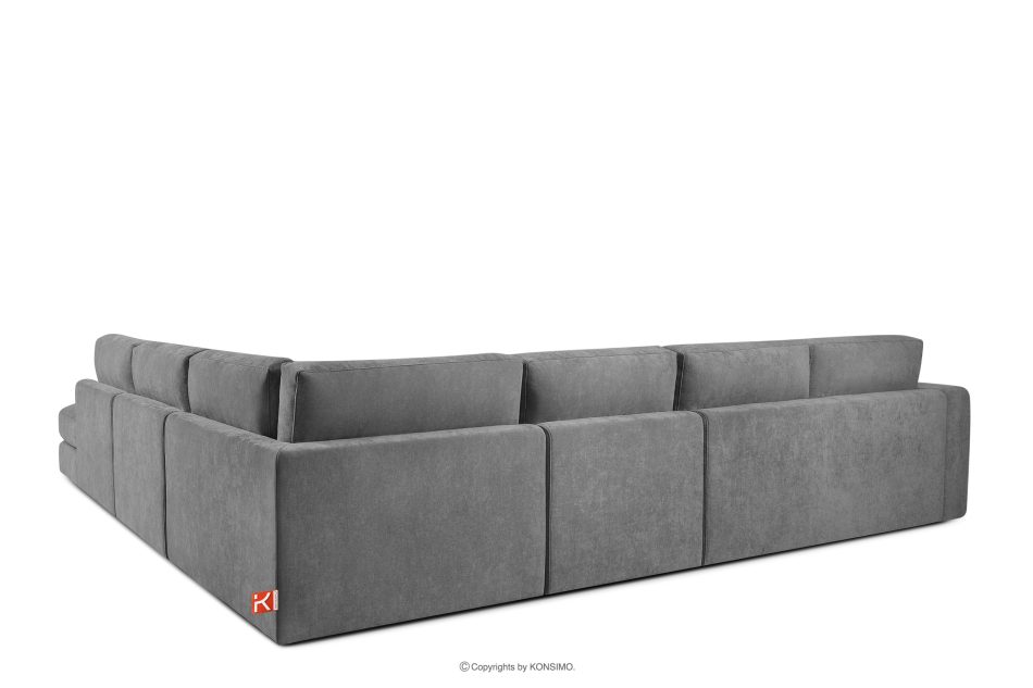 VERUS Veľká pravostranná rohová sedačka do obývacej izby z tkanej látky tmavošedá tmavo sivá - obrázok 4
